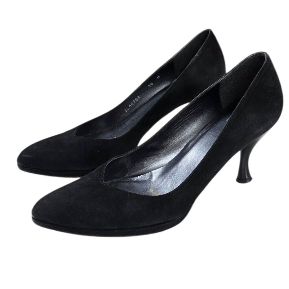 Stuart Weitzman Black Suede Heels, Closed Pointed Toe, Classic, Timeless,Sz 10M
